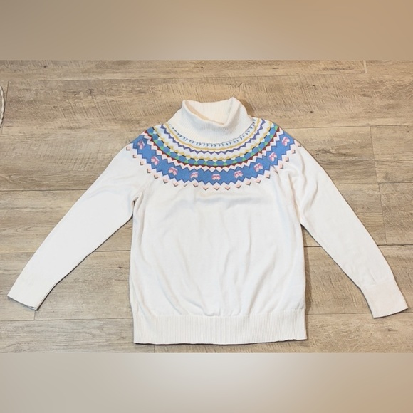 L.L. Bean Sweaters - L.L. Bean Women’s Cotton/Cashmere Fair Isle Ribbed Turtleneck Sweater Size M